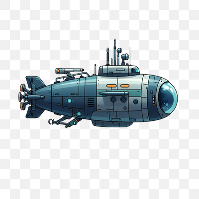 Stylized Deep-Sea Explorer Submarine Illustration