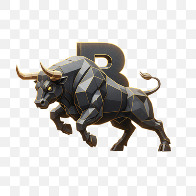 Geometric Gold and Grey Bull with 'B' Symbol