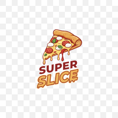 Super Slice Pizza Logo with Melting Cheese and Pepperoni