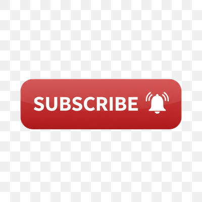 Red Subscribe Button with Notification Bell Icon on Transparent Background