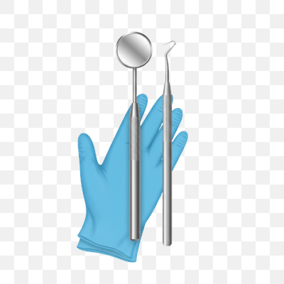 Dental Instruments on Blue Medical Glove