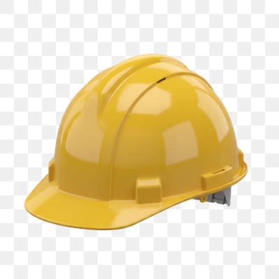 Bright Yellow Safety Hard Hat on Transparent Background