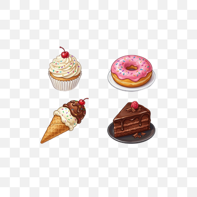 Colorful Cartoon Dessert Collection