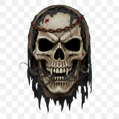 Menacing Hooded Skull with Chains and Smoke