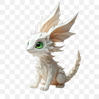 Charming Low-Poly White Fantasy Creature