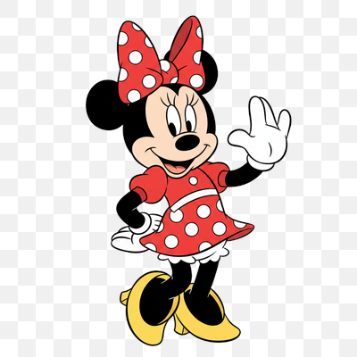 Classic Minnie Mouse Waving in Her Signature Red Polka Dot Outfit
