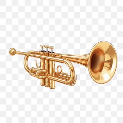 Golden Brass Trumpet Illustration with Engravings