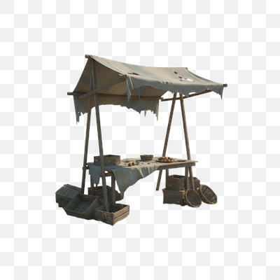 Rustic Market Stall on Cracked Earth
