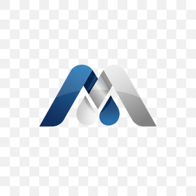 Modern Blue and Silver M Logo with Water Drops