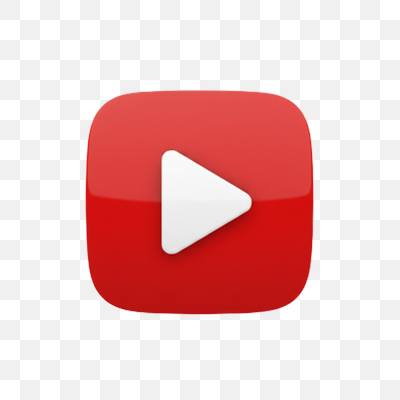 Glossy 3D YouTube Play Button Icon with Red Glow
