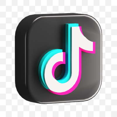 3D Rendered TikTok Logo Icon on Dark Grey Background
