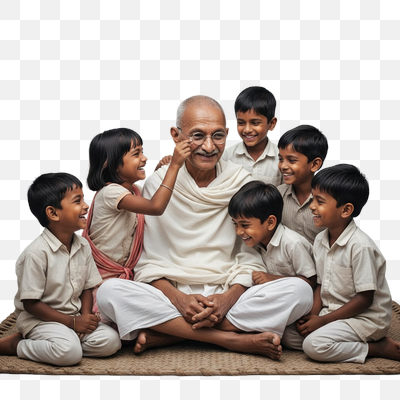 Mahatma Gandhi's Joyful Embrace with Children