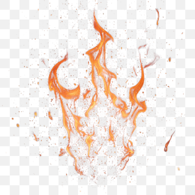 Dynamic Fire and Sparks on White Background