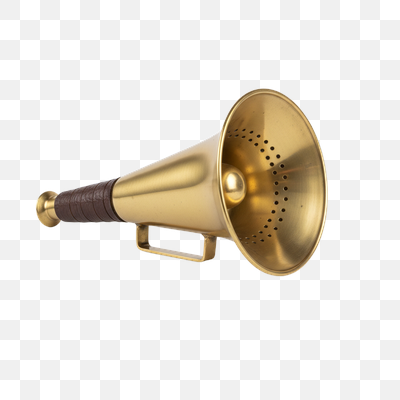 Classic Brass Megaphone with Leather Handle on White