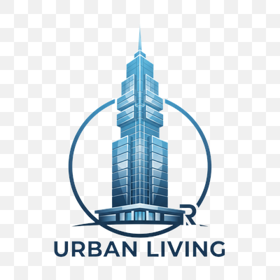 Modern Blue Skyscraper Urban Living Logo Design