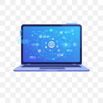 Global Data Network and Connectivity on Laptop Screen