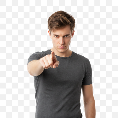 Intense Young Man Pointing Directly at You