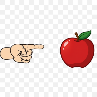 Pointing Hand Directing Towards a Red Apple