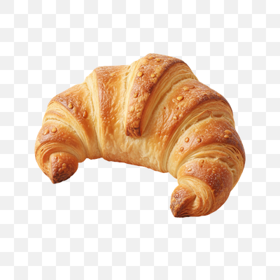 Golden Flaky Croissant Floating on White