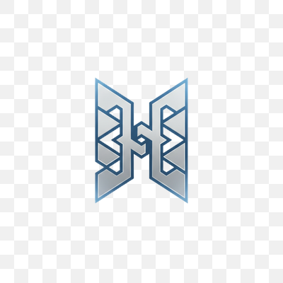 Modern Geometric Letter H/M Logo in Silver and Blue