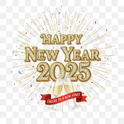 Happy New Year 2025 Golden Celebration with Champagne Toast