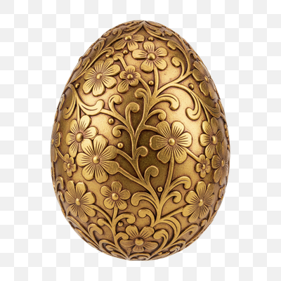 Luxurious Ornate Golden Easter Egg with Embossed Floral Design