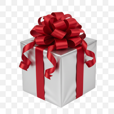 Elegant Silver Gift Box with Red Bow