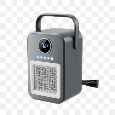 Modern Grey Portable Electric Space Heater with Digital Temperature Display