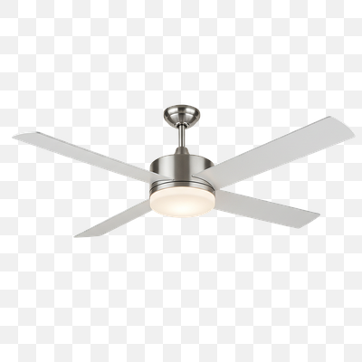 Modern Brushed Nickel Ceiling Fan with White Blades and Integrated Light