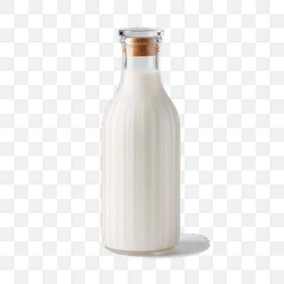 Elegant Ribbed Glass Milk Bottle with Cork Stopper