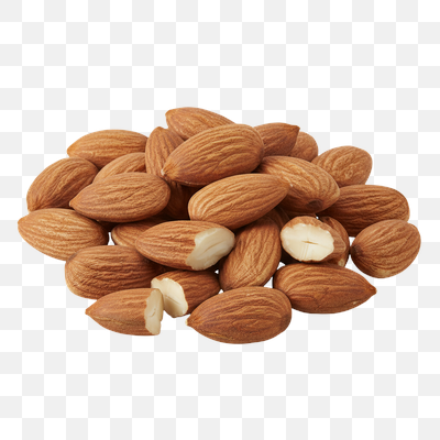 Fresh Raw Almonds Pile on White Background