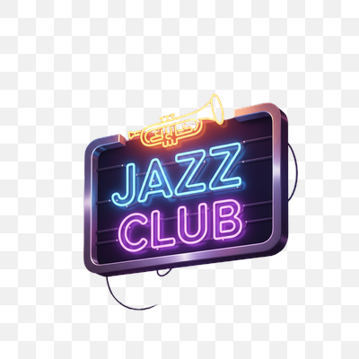 Vibrant Neon Jazz Club Sign with Trumpet Icon