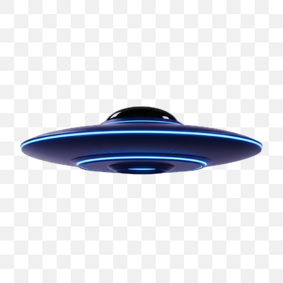 Sleek Blue-Lit UFO Against a Black Sky