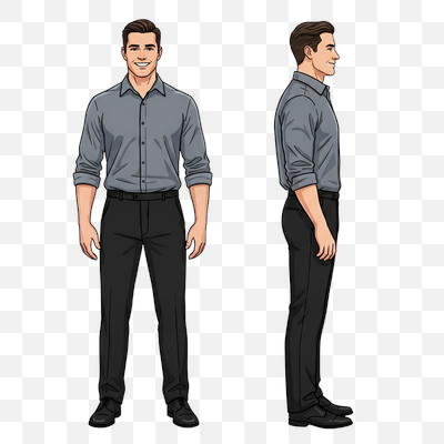 Business Casual Man: Front and Profile Illustration