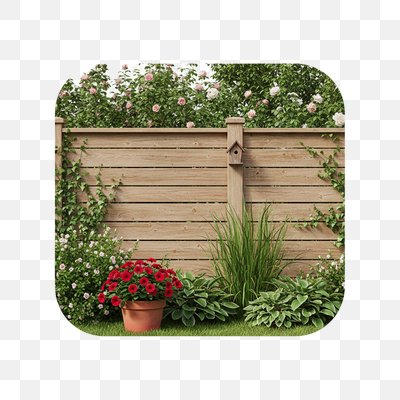 Serene Garden Retreat with Wooden Fence and Blooming Flowers