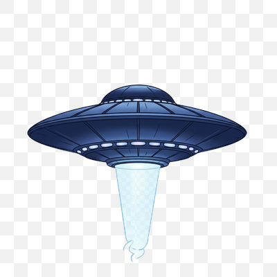 Cartoon Blue UFO with Light Beam Illustration