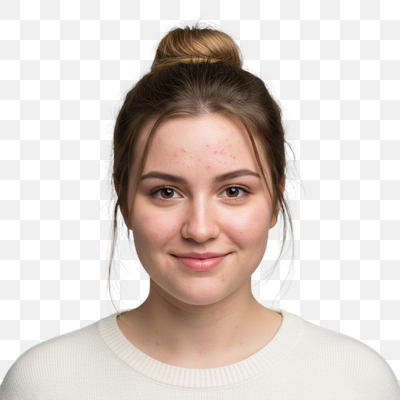 Authentic Portrait of a Young Woman with Acne