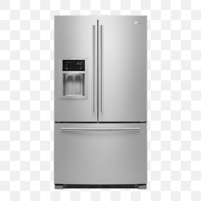 Sleek Stainless Steel French Door Refrigerator with External Dispenser