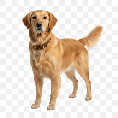 Majestic Golden Retriever Standing on White Background