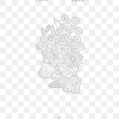 Intricate Stippled Floral Bouquet Illustration