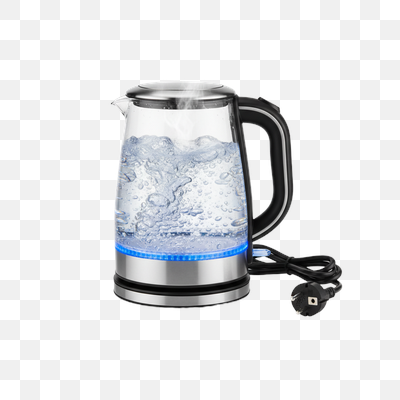 Modern Glass Electric Kettle with Blue LED and Boiling Water