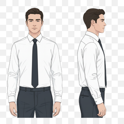 Professional Male Figure in Business Attire: Front and Side Views