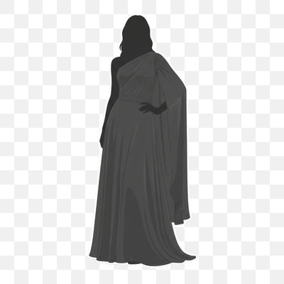 Elegant Gray Gown Silhouette