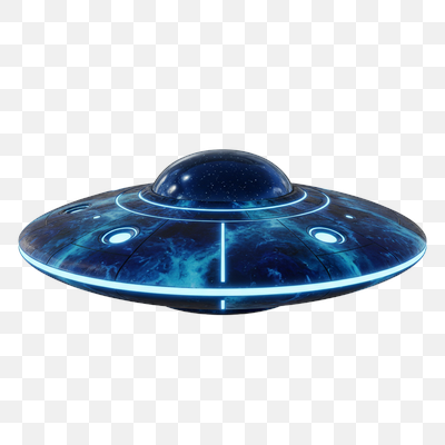 Cosmic Voyager: Glowing Blue UFO Spaceship