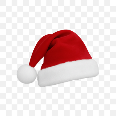 Classic Red Santa Hat with White Pom-Pom on Transparent Background