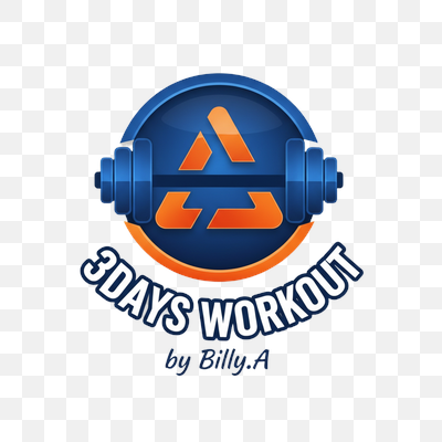 Dynamic Blue and Orange '3DAYS WORKOUT' Fitness Logo with Dumbbell Motif