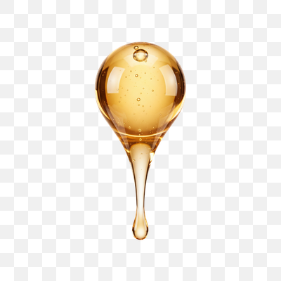 Golden Viscous Liquid Drop with Drip on White Background