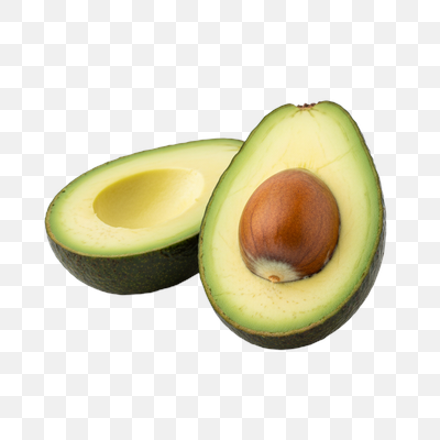 Freshly Halved Avocado on White Background