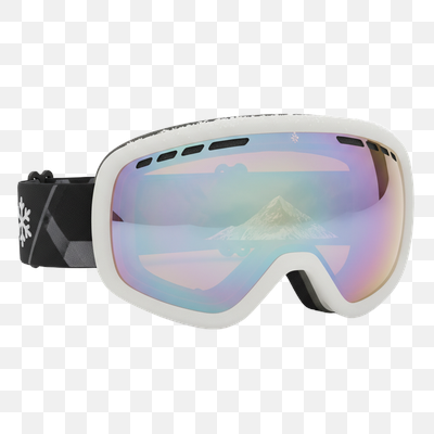 Premium White Ski Goggles with Reflective Mountain Lens