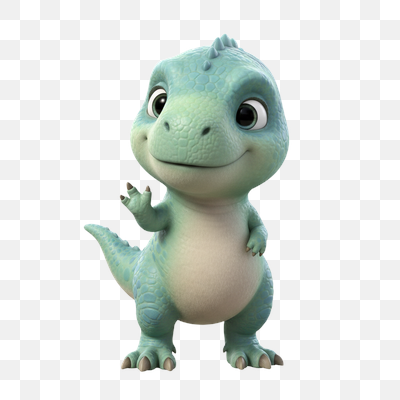 Friendly Teal Baby Dino Waving